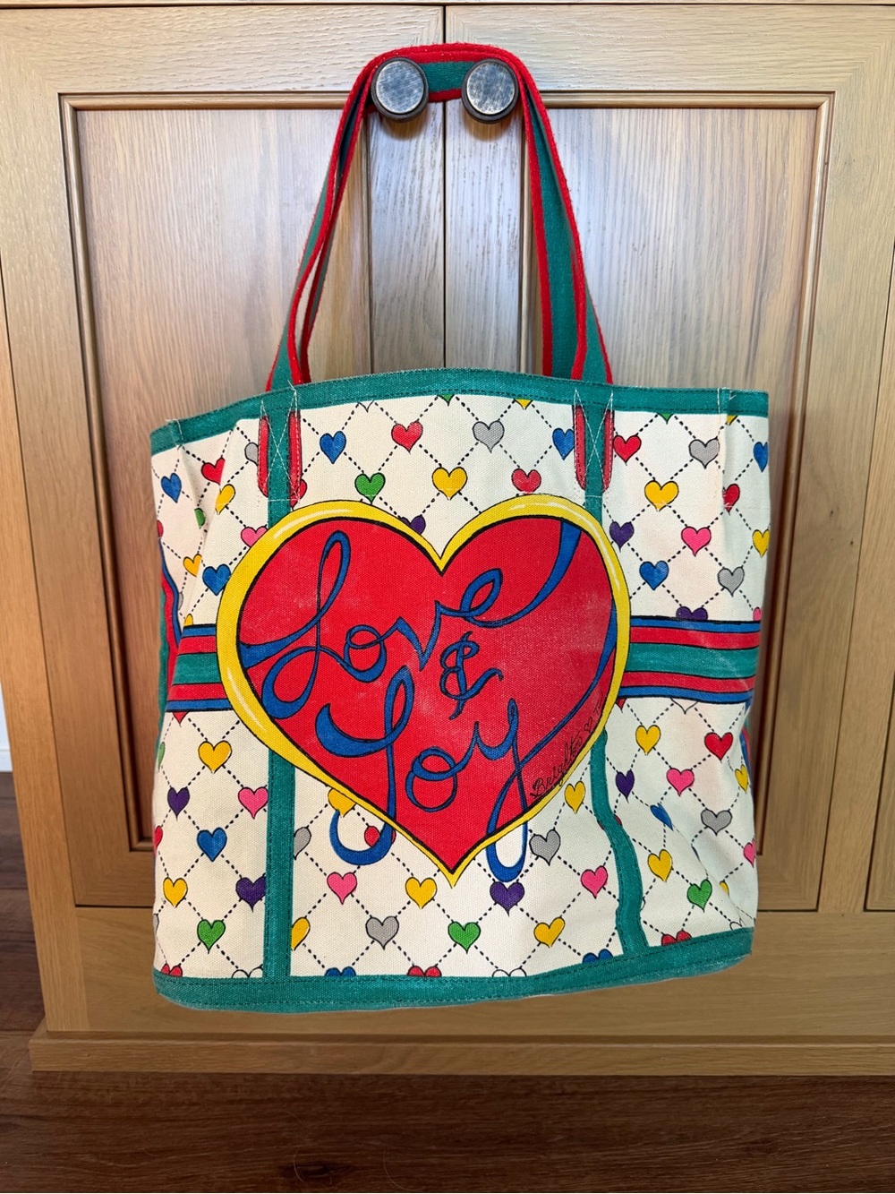 Brighton 2019 Canvas Tote "Love & Joy" Holiday Hearts